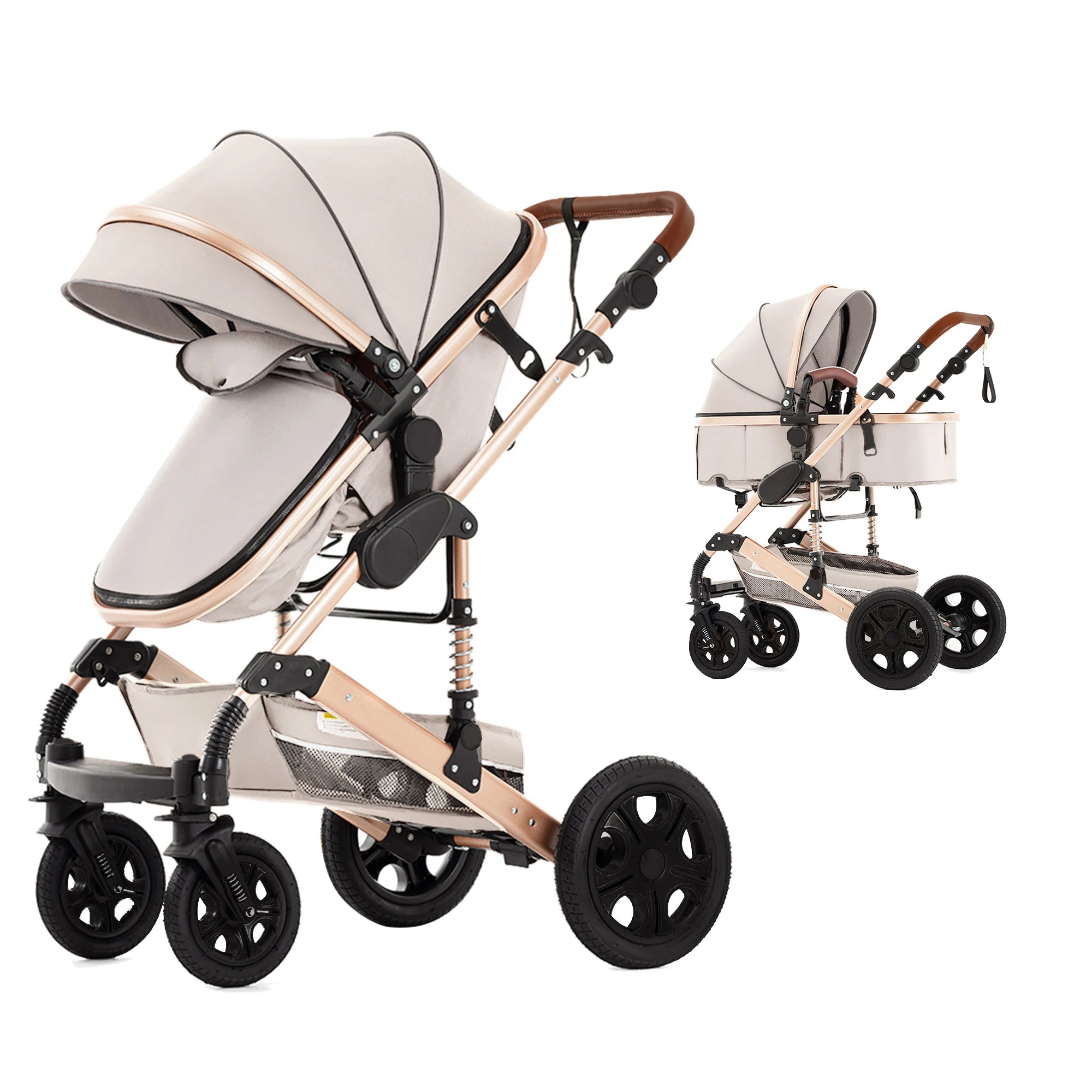 3-in-1 Baby Stroller Car Seat Set, Travel System for Newborn, Baby Carriage with Isofix Base Reversible Stroller Upto 55lbs, Foldable Stroller Suit Newborn to Toddler