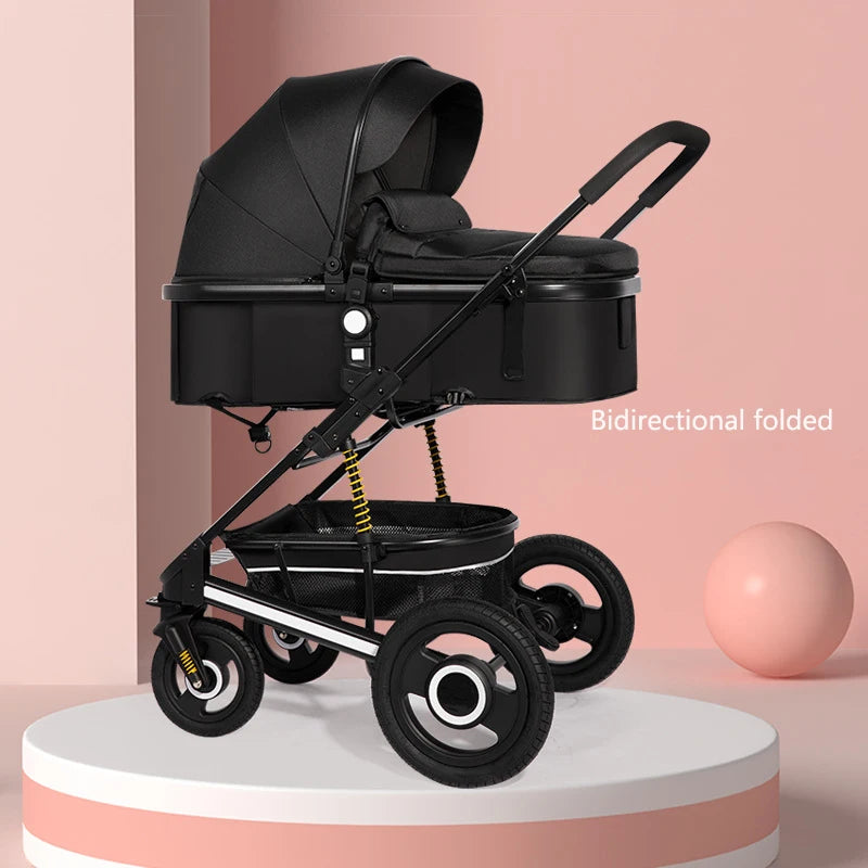 Folding High-Landscape Baby Stroller — Reclining Bassinet Seat, 20kg Capacity, Compact Fold, 3C Certified