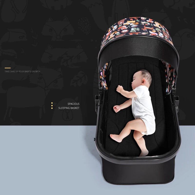 Folding High-Landscape Baby Stroller — Reclining Bassinet Seat, 20kg Capacity, Compact Fold, 3C Certified