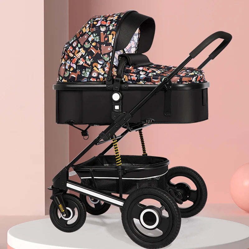 Folding High-Landscape Baby Stroller — Reclining Bassinet Seat, 20kg Capacity, Compact Fold, 3C Certified