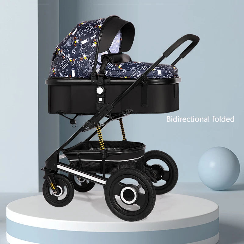 Folding High-Landscape Baby Stroller — Reclining Bassinet Seat, 20kg Capacity, Compact Fold, 3C Certified