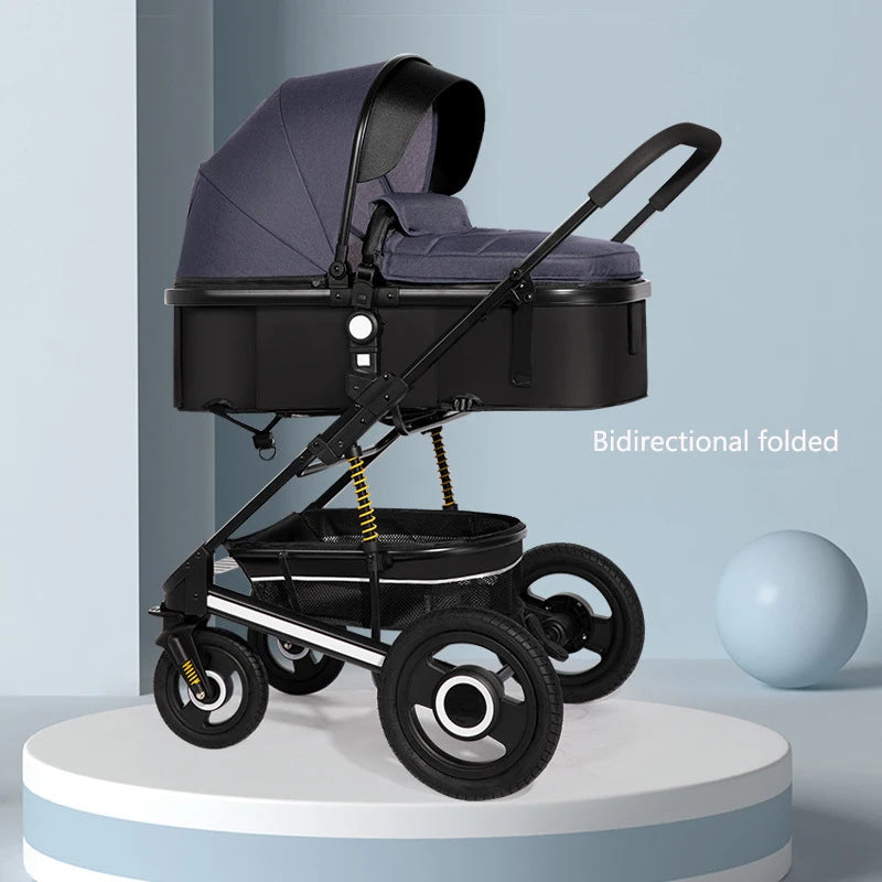 Folding High-Landscape Baby Stroller — Reclining Bassinet Seat, 20kg Capacity, Compact Fold, 3C Certified