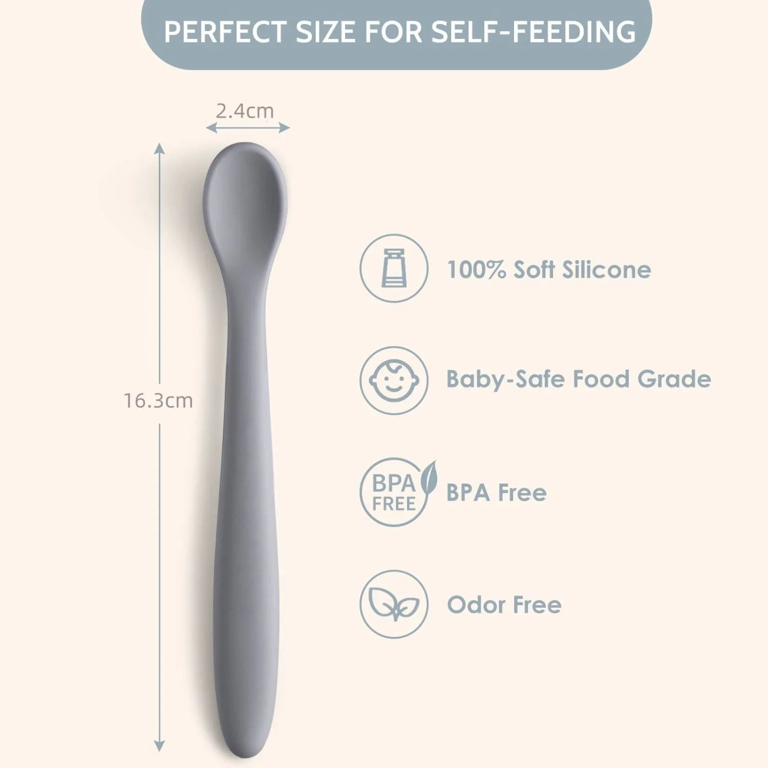 Silicone Baby Feeding Spoon Set — BPA-Free, Food-Grade Silicone, Soft Gum-Safe Tips, CE/LFGB Certified, Infant Weaning