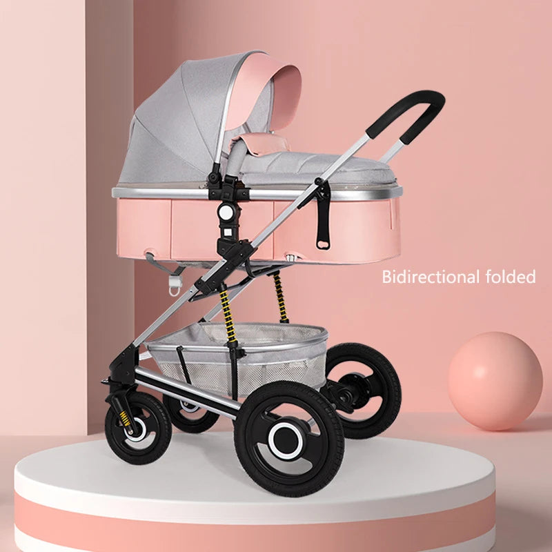Folding High-Landscape Baby Stroller — Reclining Bassinet Seat, 20kg Capacity, Compact Fold, 3C Certified