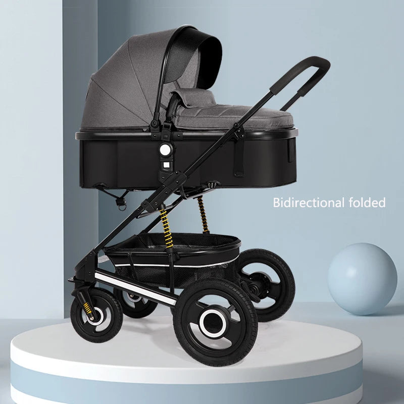 Folding High-Landscape Baby Stroller — Reclining Bassinet Seat, 20kg Capacity, Compact Fold, 3C Certified