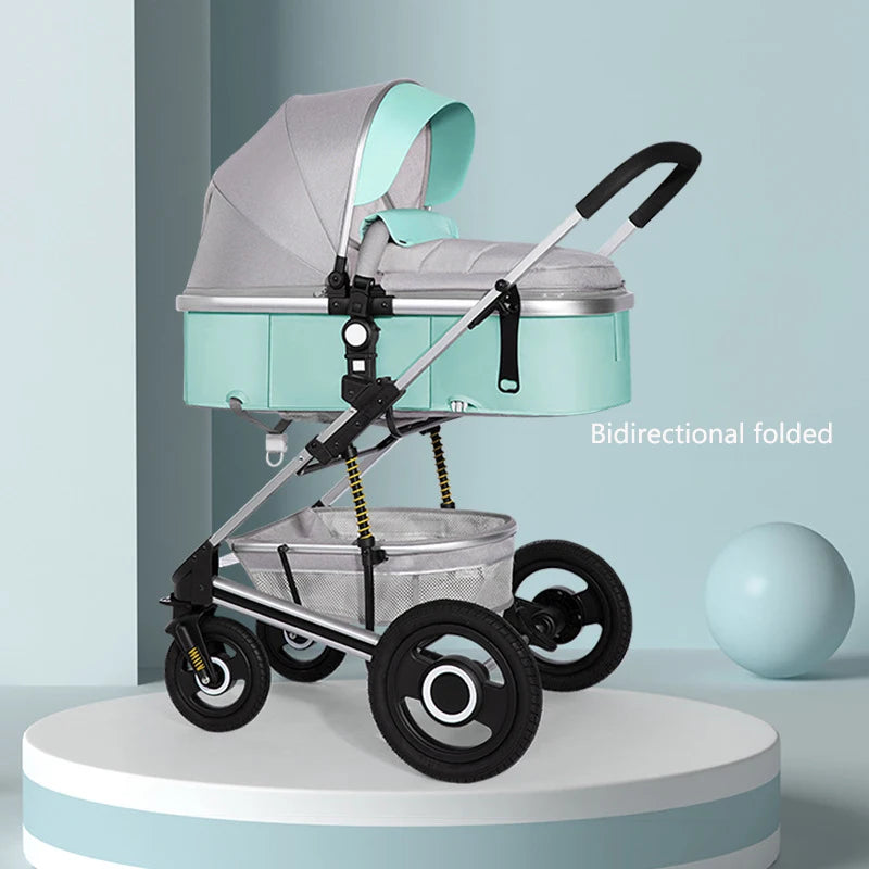 Folding High-Landscape Baby Stroller — Reclining Bassinet Seat, 20kg Capacity, Compact Fold, 3C Certified