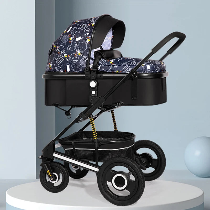 Folding High-Landscape Baby Stroller — Reclining Bassinet Seat, 20kg Capacity, Compact Fold, 3C Certified