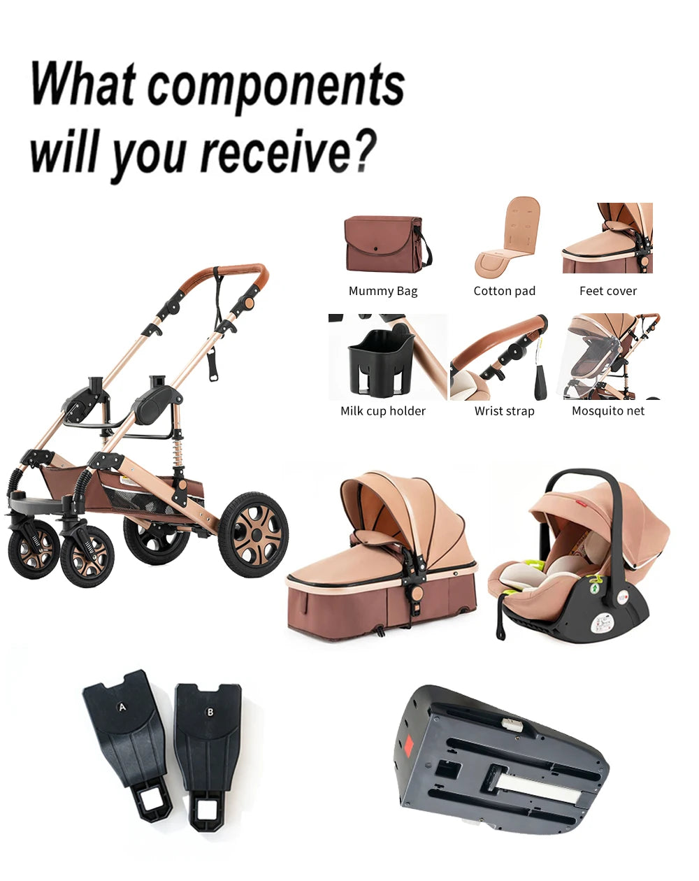3-in-1 Baby Stroller Car Seat Set, Travel System for Newborn, Baby Car – JackIan