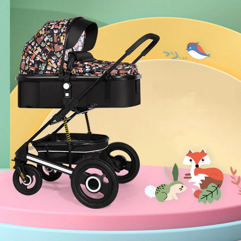 Folding High-Landscape Baby Stroller — Reclining Bassinet Seat, 20kg Capacity, Compact Fold, 3C Certified