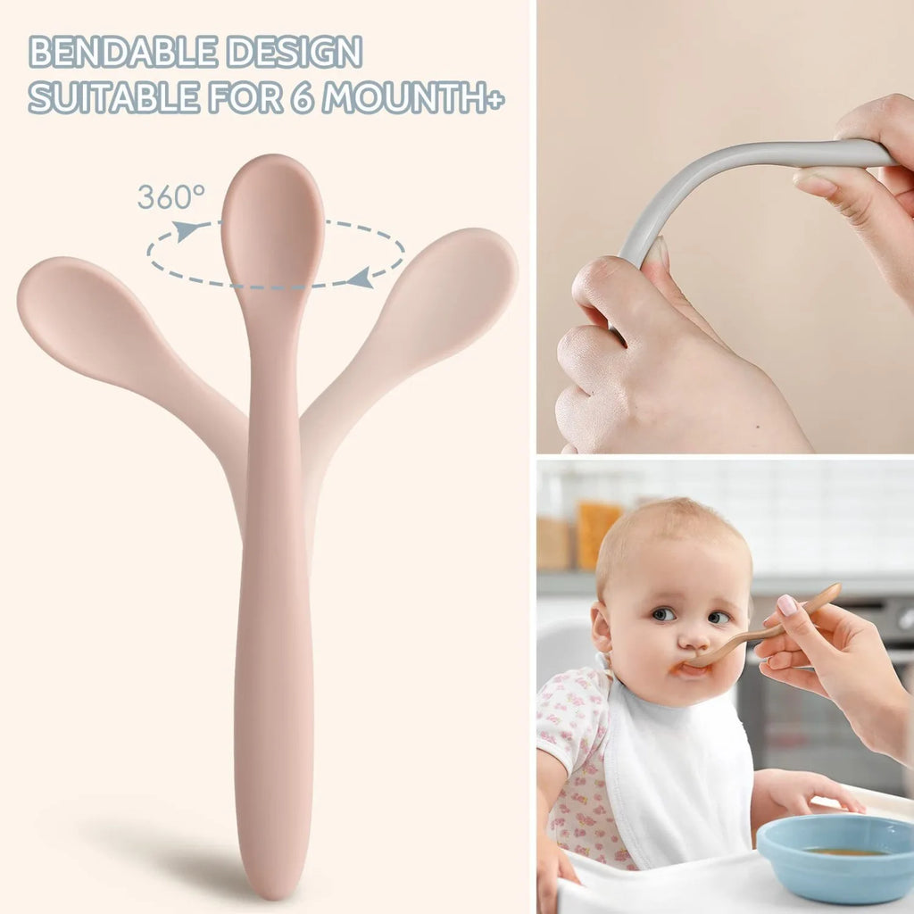 Silicone Baby Feeding Spoon Set — BPA-Free, Food-Grade Silicone, Soft Gum-Safe Tips, CE/LFGB Certified, Infant Weaning