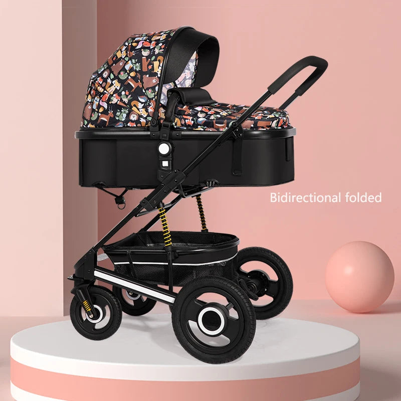 Folding High-Landscape Baby Stroller — Reclining Bassinet Seat, 20kg Capacity, Compact Fold, 3C Certified