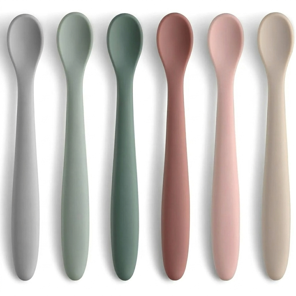 Silicone Baby Feeding Spoon Set - pure white