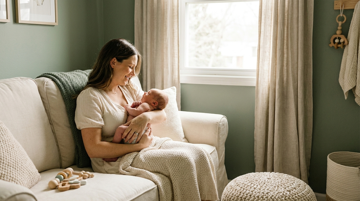 Parent holding newborn baby