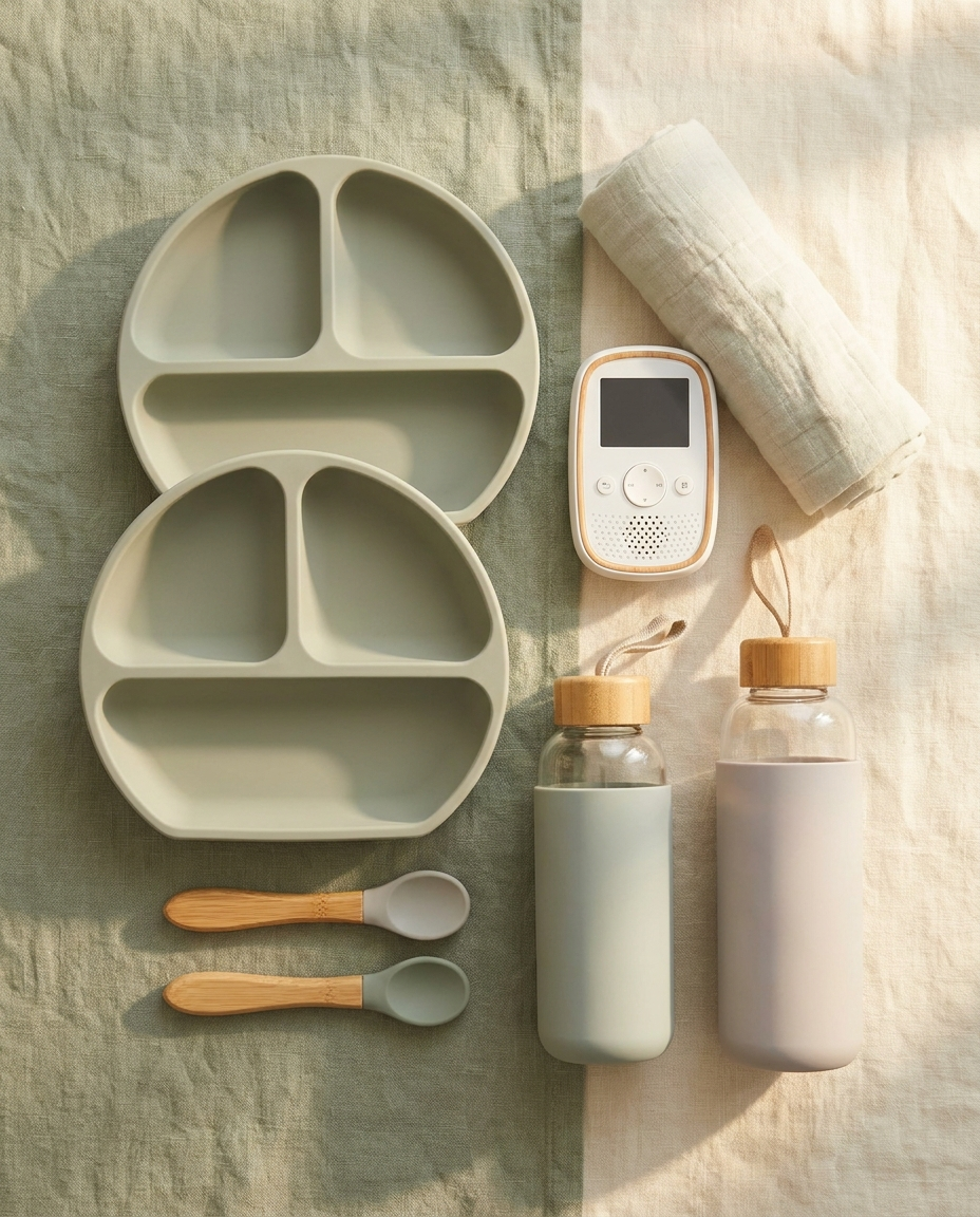 Baby products flat-lay